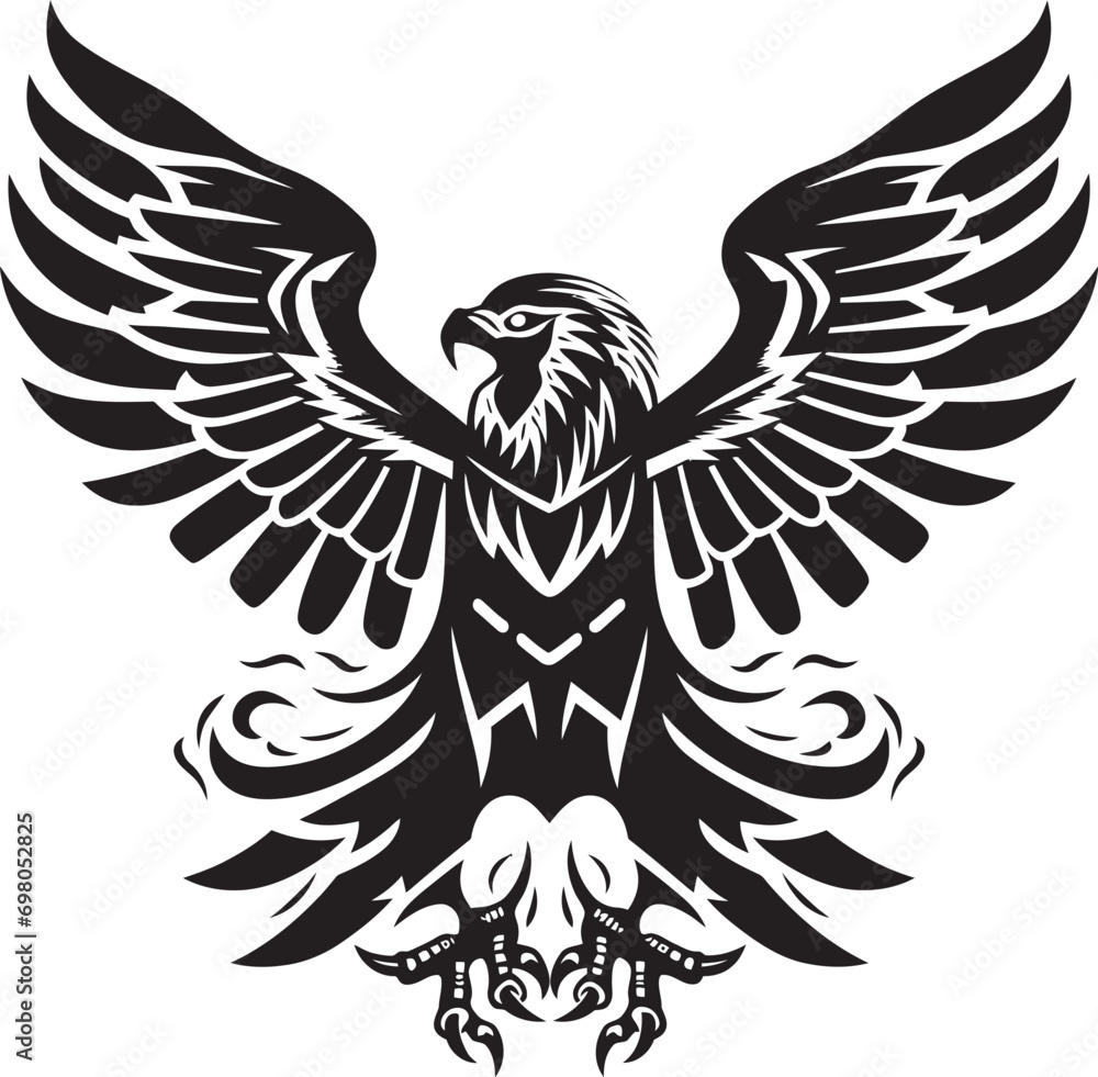 Fototapeta premium Majestic Raptor Black Eagle Emblem Aerial Sovereignty Eagle Vector Icon