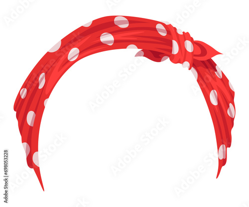Retro headband. Cartoon women bandana. Hairstyle fashion vintage headscarves or fashion lady dressing accessory. Vintage feminine headwear or headgear