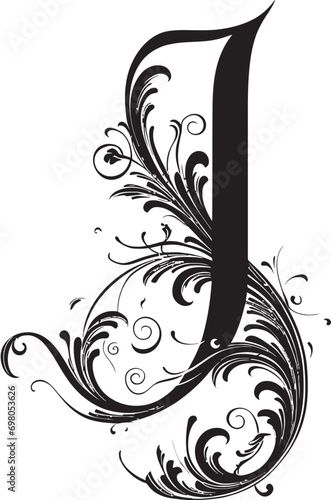 Jovial Swirls Playful Font J Vector Art Jade Aura Green themed Letter J Decor Vector