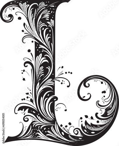 Lyrical Elegance Poetic Font L Vector Art Luminous Aura Glowing Letter L Decor Vector