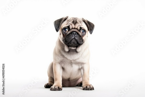 AI generated illustration of a pug on a white background © Wirestock