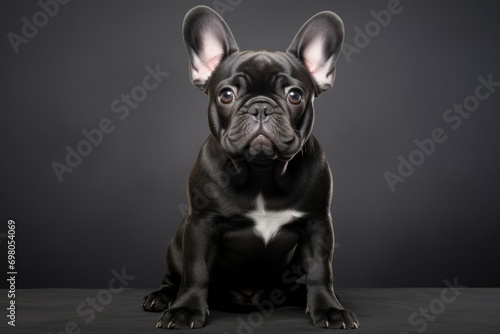 AI generated illustration of a black French Bulldog on a dark background
