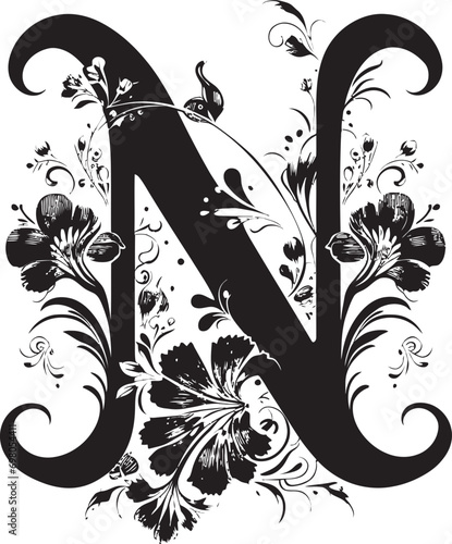 Noble Swirls Majestic Font N Decor Vector Nebula Aura Cosmic Letter N Vector