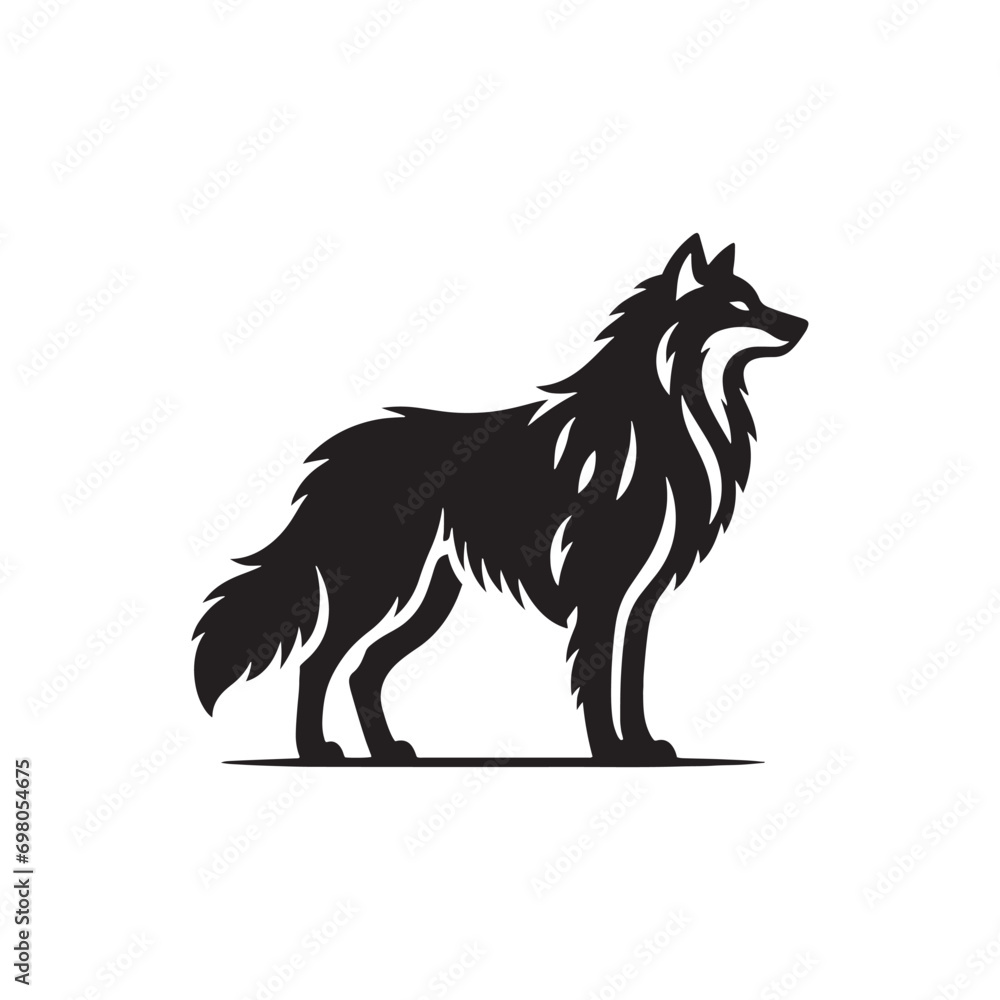 Animal Silhouette: Simplified Beauty, Artistic Representations of Wildlife Majesty - Black Vector Wolf Silhouette
