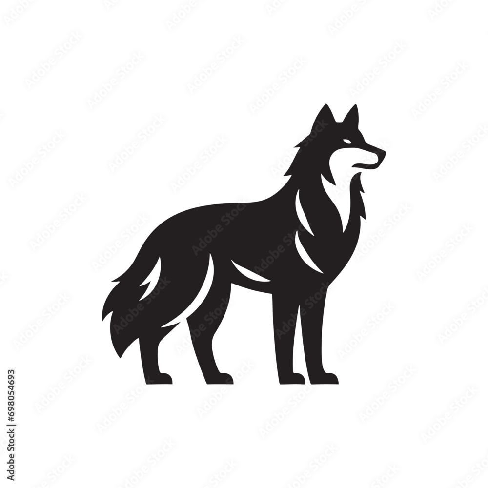 Animal Silhouette: A Symphony of Simplified Forms, Capturing the Essence of Nature's Diverse Creatures - Black Vector Wolf Silhouette
