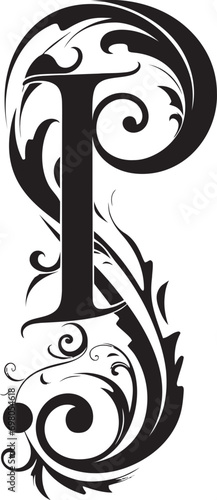 Pearly Serenity Luminous Letter P Decor Vector Petal Script Blossoming Font P Vector