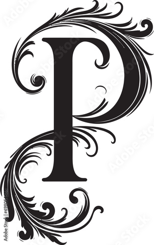 Primeval Flourish Ancient Font P Decor Vector Pearly Swirls Luminous Letter P Vector