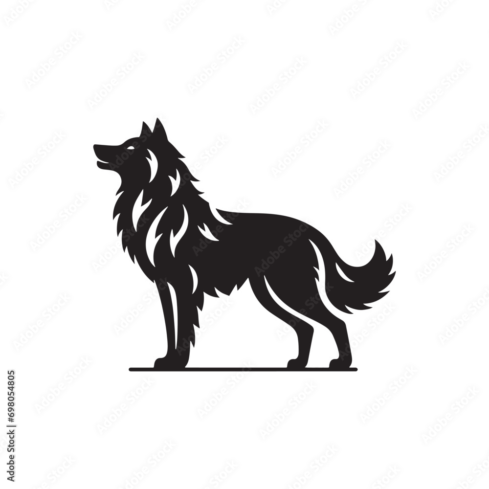 Animal Silhouette: Minimalist Beauty, Capturing the Soul of Creatures Through Elegant and Simple Forms - Black Vector Wolf Silhouette
