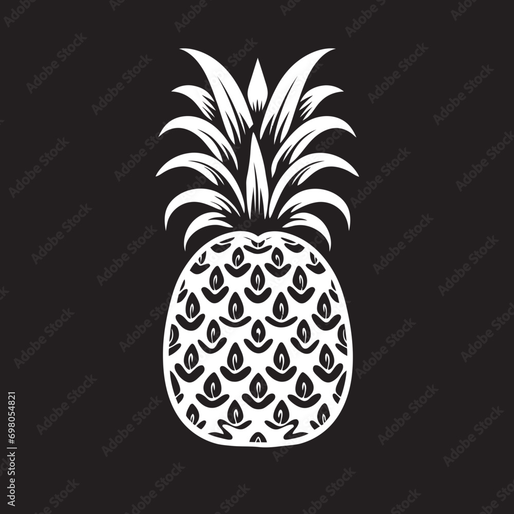 Obraz premium Chic Pineapple Silhouette Black Iconic Emblem Fruitful Elegance Pineapple Logo Badge