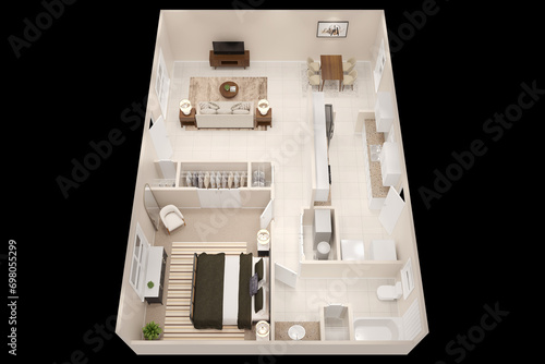 1bhk 2bhk 3bhk with parking  3D floor plan 3d modelling render concept . photo