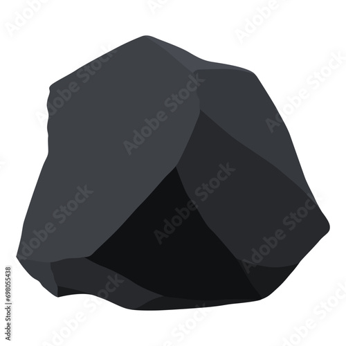 Coal black mineral resources. Pieces of fossil stone. Polygonal shape. Black rock stone of graphite or charcoal. Energy resource charcoal icon