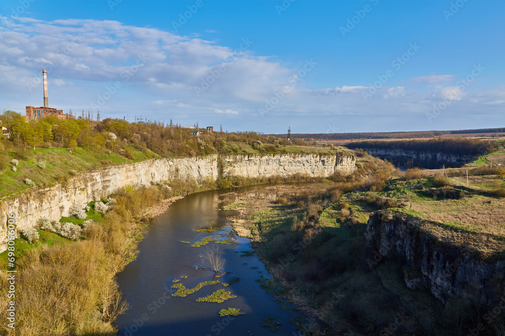 View from Novoplanivskiy Bridge to the Smotrych River Canyon, Kamianets-Podilskyi