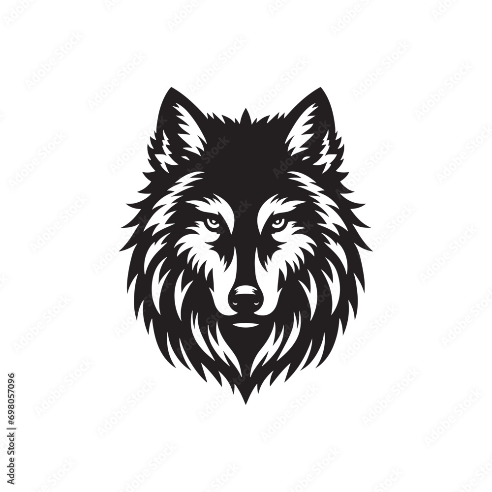 Animal Silhouette Portraits: Discovering the Unique Features and Expressions of Wildlife - Black vector wolf face Silhouette
