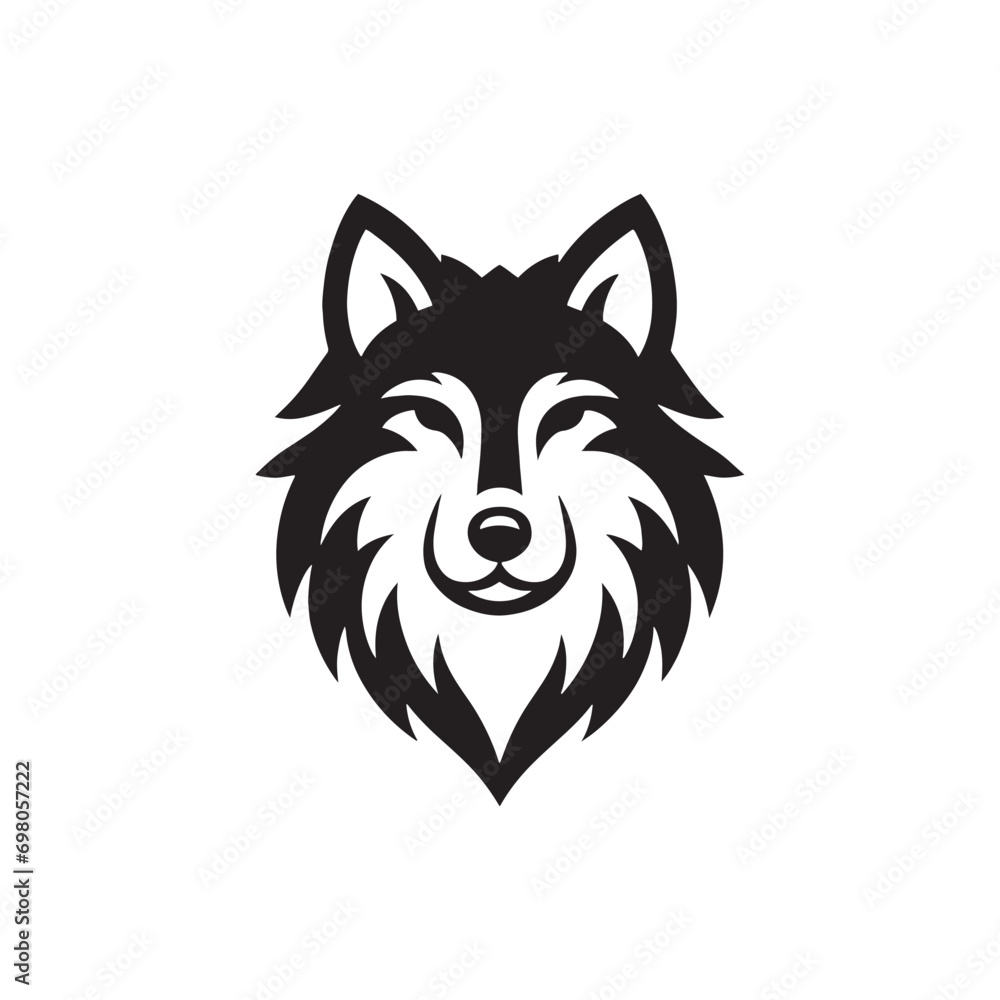 Wildlife Silhouette: Exploring the Unique Features and Expressions of Various Animals - Black vector wolf face Silhouette
