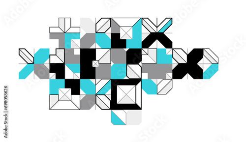 Abstract geometric pattern vector background isolated, tech style engine looks like composition, engineering draft style pattern, network and digital data.