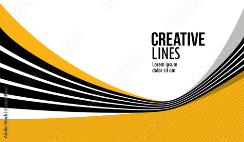 Lines in motion vector abstract background, 3D perspective creative optical design with stripes, sound and music concept, flowing lines.