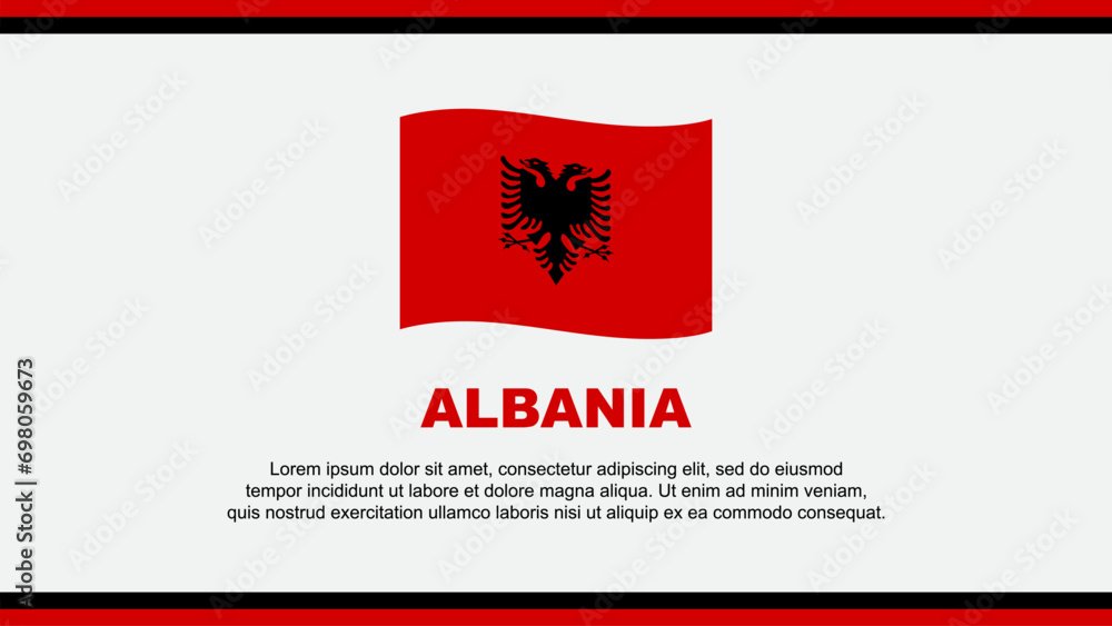 Albania Flag Abstract Background Design Template. Albania Independence Day Banner Social Media Vector Illustration. Albania Design Albania Flag Abstract Background Design Template. Albania Independence Day Banner Social Media Vector Illustration. Albania Design