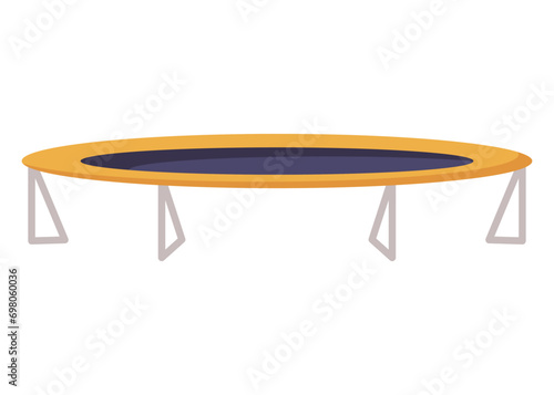 Jumping trampoline for children and adults. Indoor or outdoor fun, fitness jumping. Equipment acrobatic and gymnastic exercises. Vector illustration