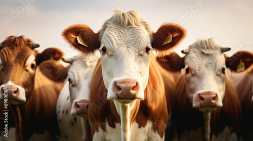 Portrait front view of adult cows