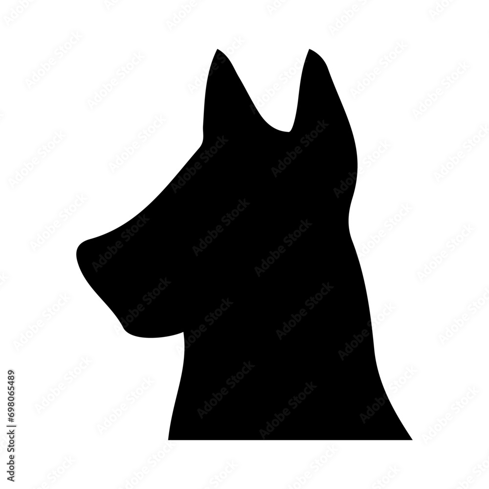 Dog head silhouette illustration on isolated background Dog head silhouette illustration on isolated background