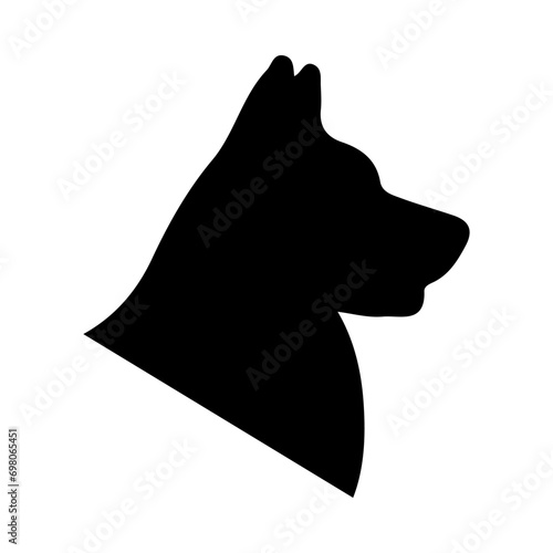Dog head silhouette illustration on isolated background