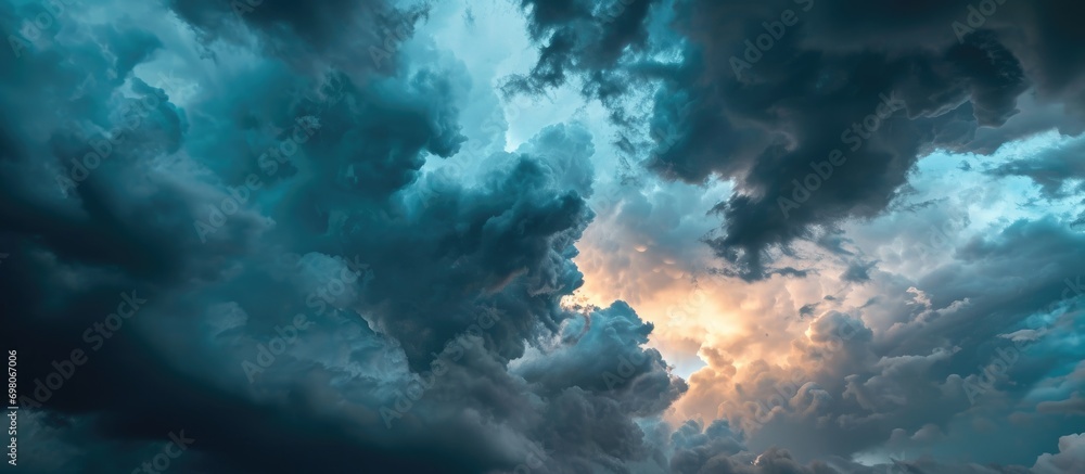 Gloomy storm clouds with destructive winds and rainfall Gloomy storm clouds with destructive winds and rainfall