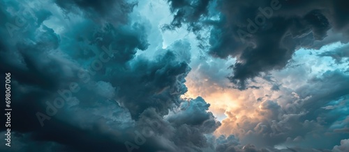 Gloomy storm clouds with destructive winds and rainfall photo