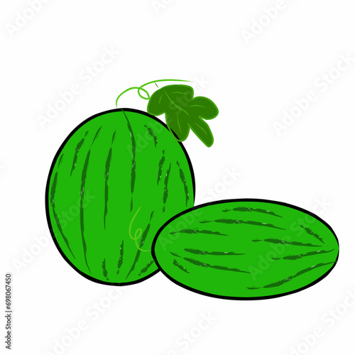 Watermelon in a flat style. Watermelon fruit icon. Vector illustration isolated on white background