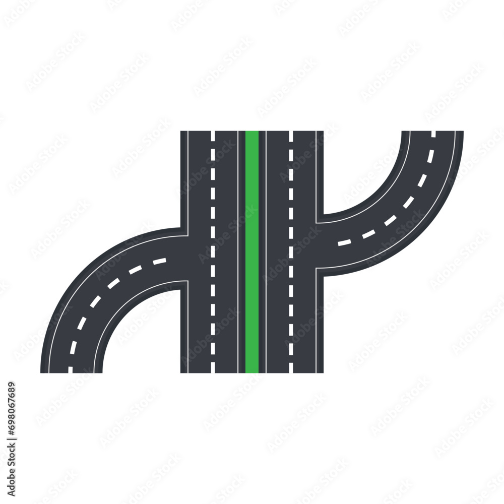 Fototapeta premium Flat illustration of road on isolation background
