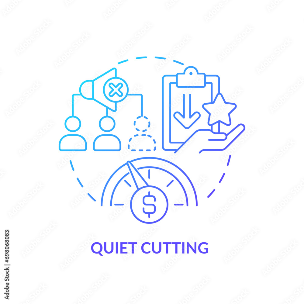 2D gradient quiet cutting icon, simple isolated vector, thin line illustration representing workplace trends.