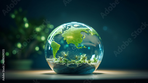 World environment day Globe Glass with circular