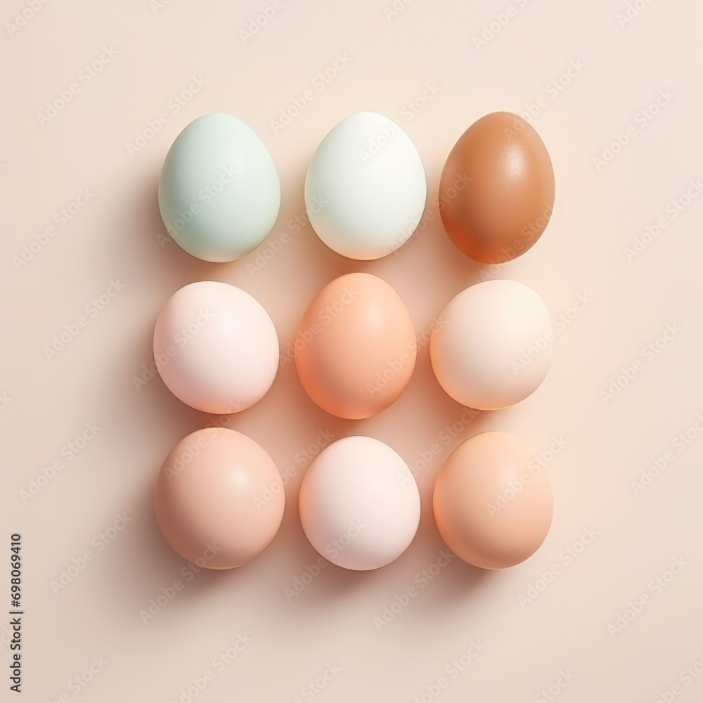 Top view of painted easter eggs on pink background Top view of painted easter eggs on pink background