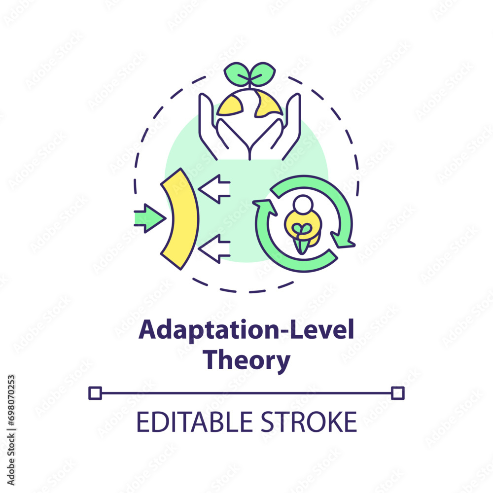 2D editable multicolor adaptation level theory icon, simple isolated vector, thin line illustration representing environmental psychology.