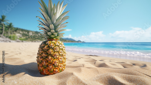 Fresh Pineapple stand In The Beach