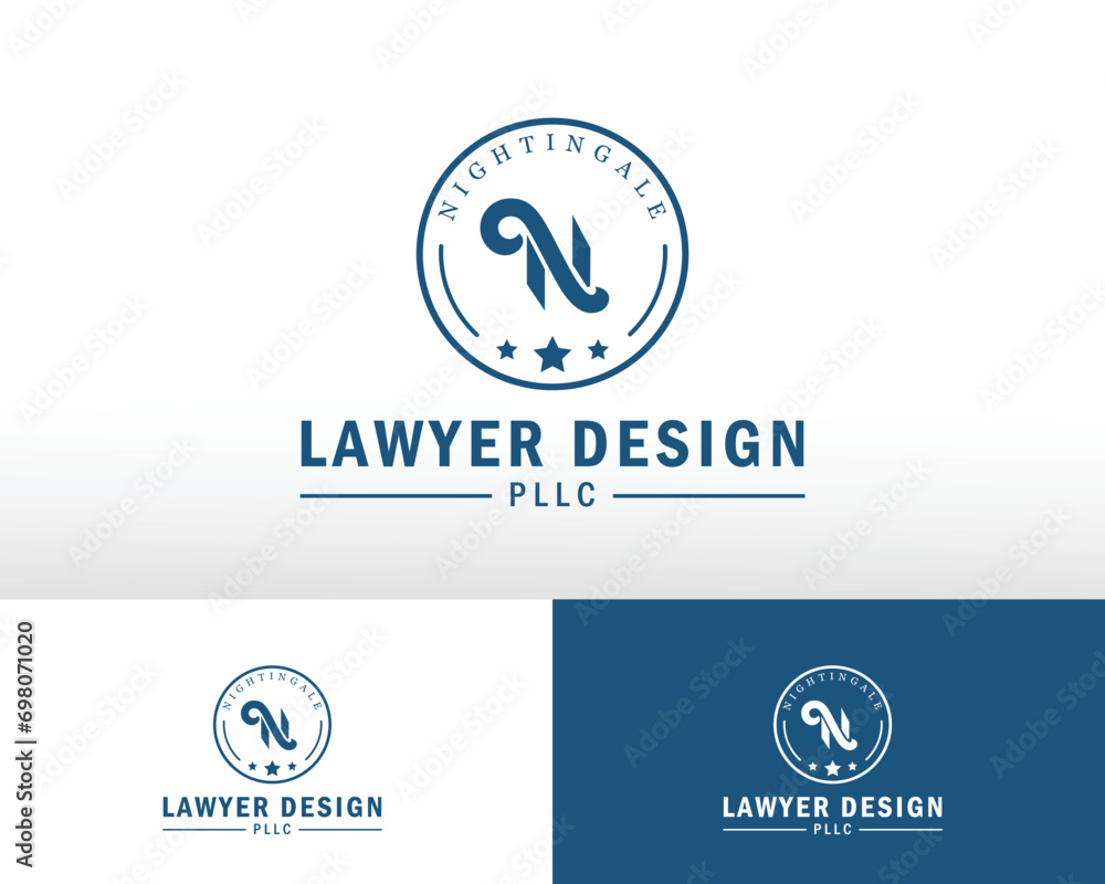 lawyer logo creative emblem design letter N lawyer logo creative emblem design letter N