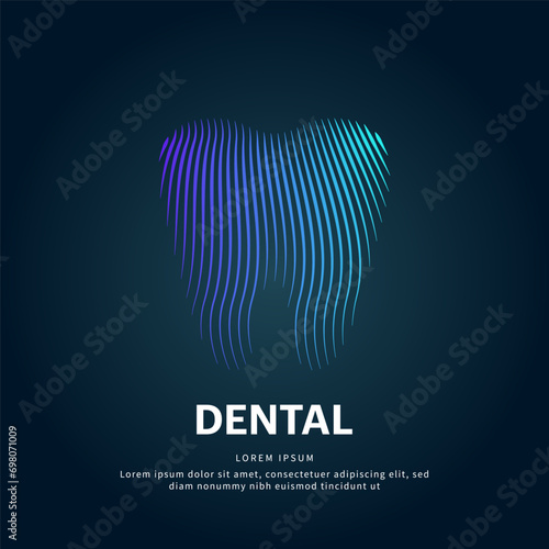 Human tooth medical structure. simple line art Teeth Vector logotype illustration on dark background. dental logo vector template suitable for organization, company, or community. EPS 10