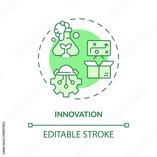 2D editable green innovation icon, monochromatic isolated vector, thin line illustration representing agricultural clusters.