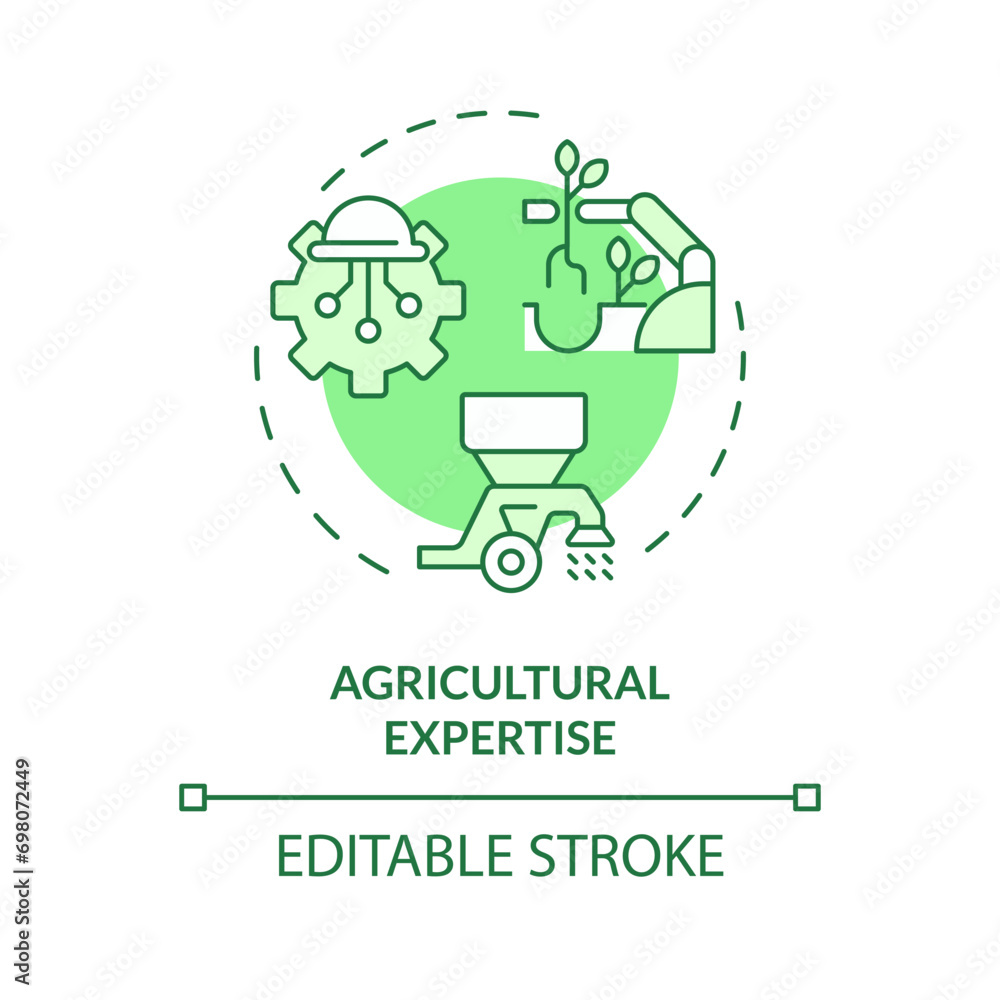 2D editable green agricultural expertise icon, monochromatic isolated vector, thin line illustration representing agricultural clusters. 2D editable green agricultural expertise icon, monochromatic isolated vector, thin line illustration representing agricultural clusters.