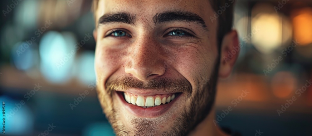 Smiling young man in close-up portrait. Smiling young man in close-up portrait.