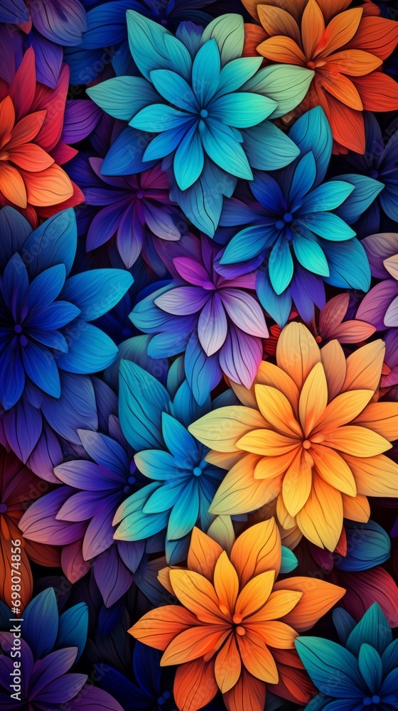 Abstract flowers of bright colors in a harmonious pattern Abstract flowers of bright colors in a harmonious pattern