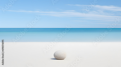a pebble stone on the white sand beach 