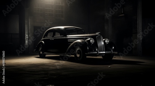 Black and white vintage car with man © ColdFire