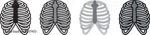 human anatomy. Rib Cage icon with 4 different styles.