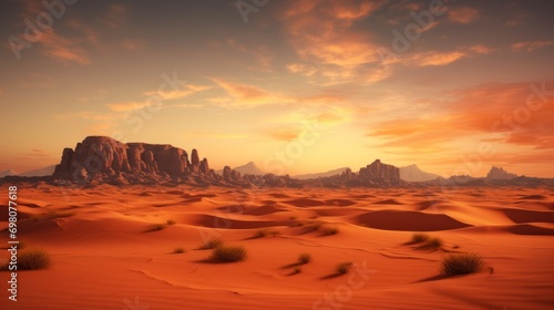Desert mirage Sand dunes. Warm shades of the desert