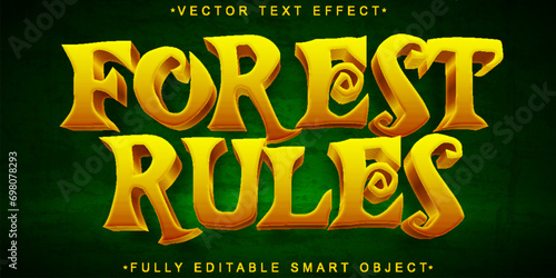 Cartoon Gold Forest Rules Vector Fully Editable Smart Object Text Effect photo