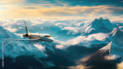 Breathtaking Aerial View of Majestic Mountains and Valleys from a Private Jet