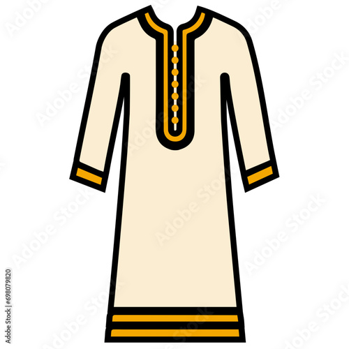 Long-Sleeve Dress with Yellow Accents