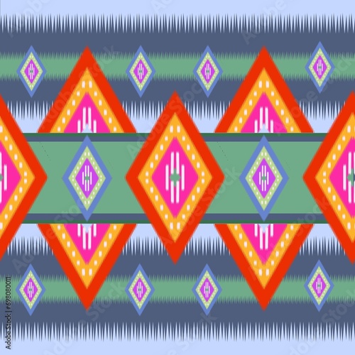 Ethnic abstract ikat art. Seamless pattern in tribal  folk embroidery  and Mexican style TRADITIONAL INDIAN .