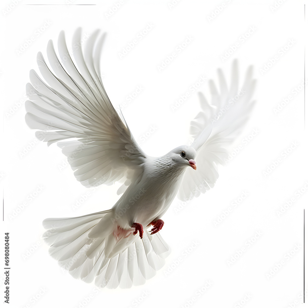 Fototapeta premium white dove flying isolated on white background