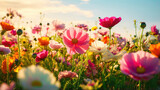 Waves of Petals: A Tranquil Scene of Flower Farming and Nature�s Harmony